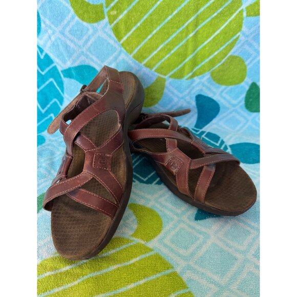Merrell Agave Slingback Sandals Brown Leather Adjustable Straps Size 8 - Picture 2 of 10